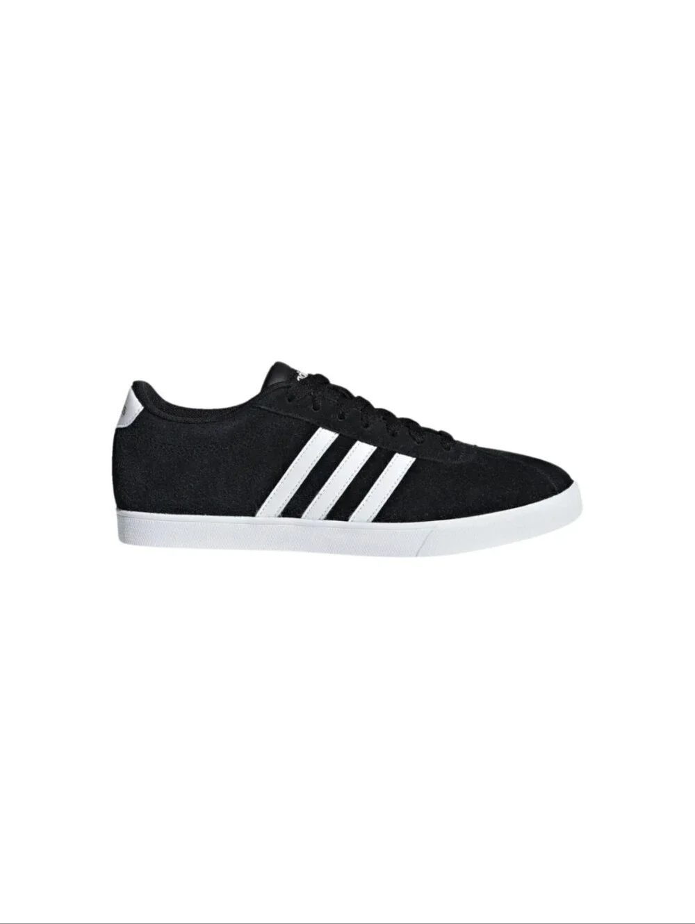 NWT adidas Womens Courtset Black Suede  Sneakers with White Stripes Size 9.5